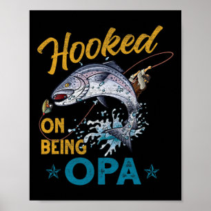 Vintage Hooked On Being Opa Roliga Fiskande Farfäd Poster