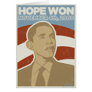 Vintage "hopp segrade" Obama Hälsningskort