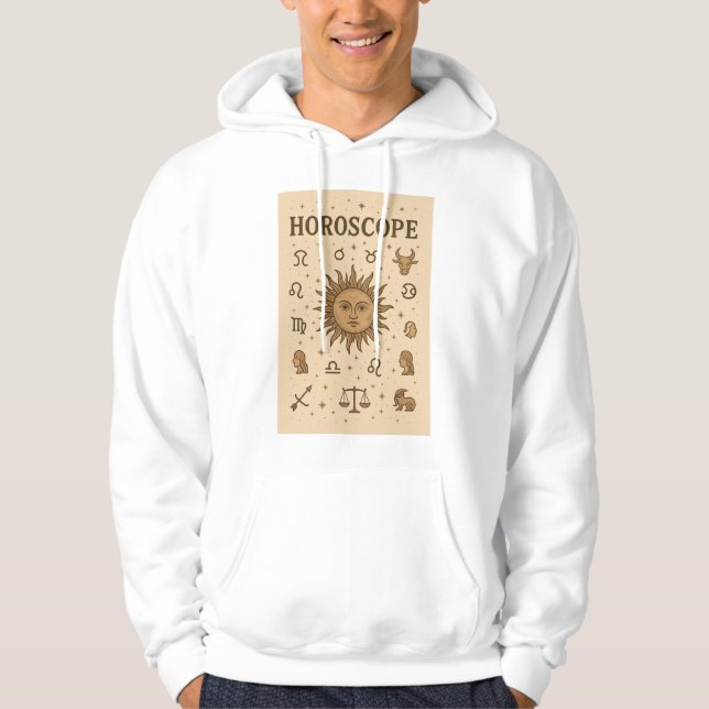 Vintage Horoscope Zodiac Sol Astrology Illustratio Hoodie (Framsida)