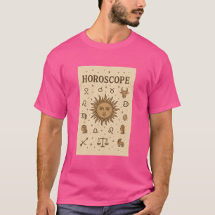 Vintage Horoscope Zodiac Sol Astrology Illustratio T Shirt