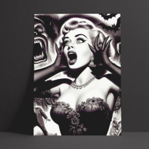 Vintage Horror Pin-up Vykort