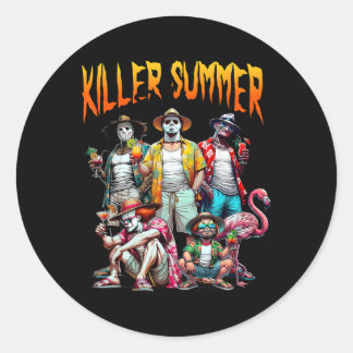 Vintage Horror Summer Vibes Funny Halloween Summer Runt Klistermärke