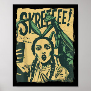Vintage Horror Tecknad Monster Selfie Retro Hallow Poster