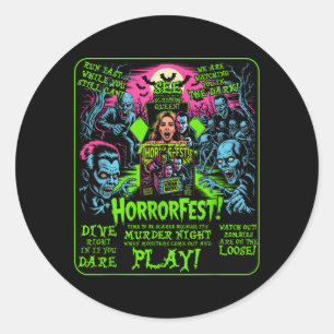 Vintage Horrorfest-affisch Halloween-film Gammal t Runt Klistermärke