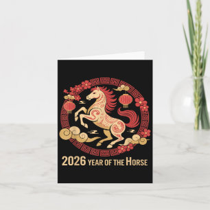Vintage Horse 2026 Zodiac Kinesiskt nyår Kort