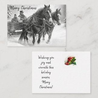 Vintage Horse and Carriage jul Card Anteckningskort