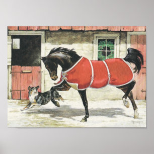 Vintage Horse and Hund Friends Poster