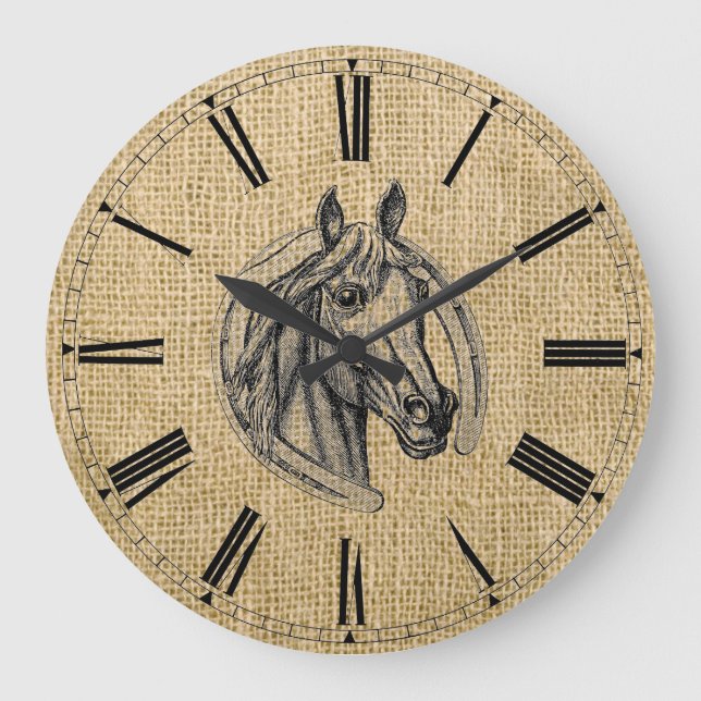 Vintage Horse Cameo Stor Klocka (Framsida)