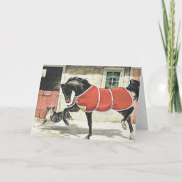Vintage Horse och Hund jul Helgkort