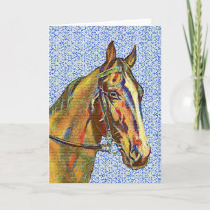 Vintage Horse on Mönster 2 Art Note Card Kort