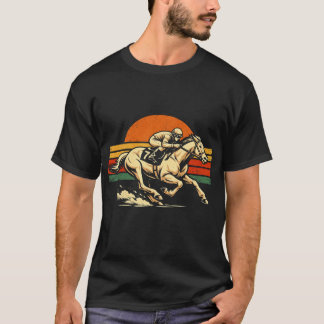 Vintage Horse Racing Retro Sunset Equestrian T Shirt