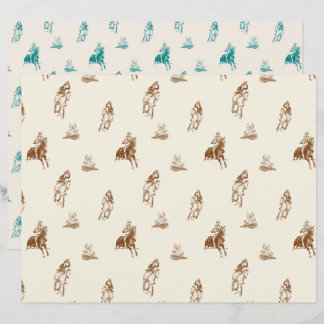 Vintage Horse Riding Mönster Skrapbook Papper