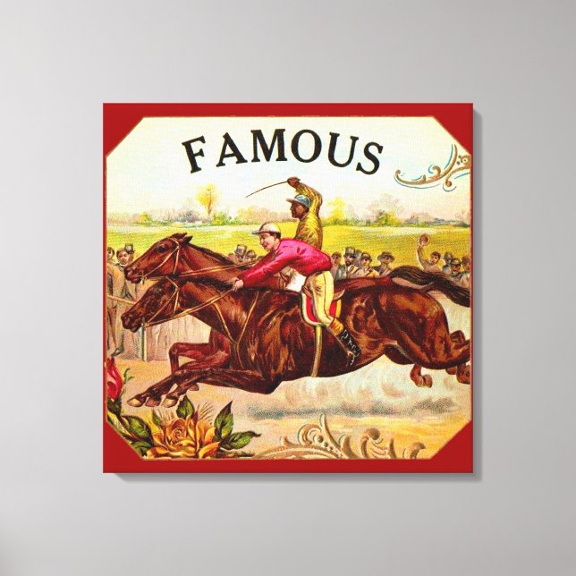 Vintage Horse Tävla Thrill Tävling Canvastryck (Framsida)