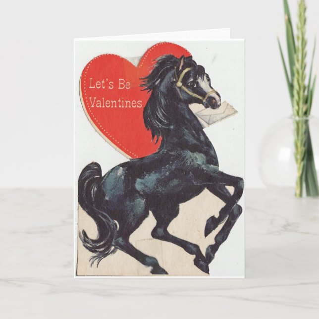 Vintage Horse Valentine Helgkort (Framsida)