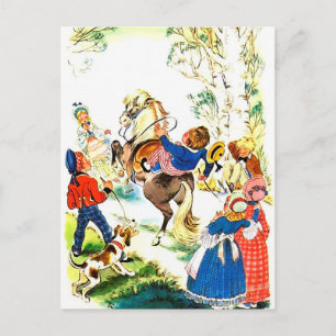 Vintage Horseback-riderillustration Vykort