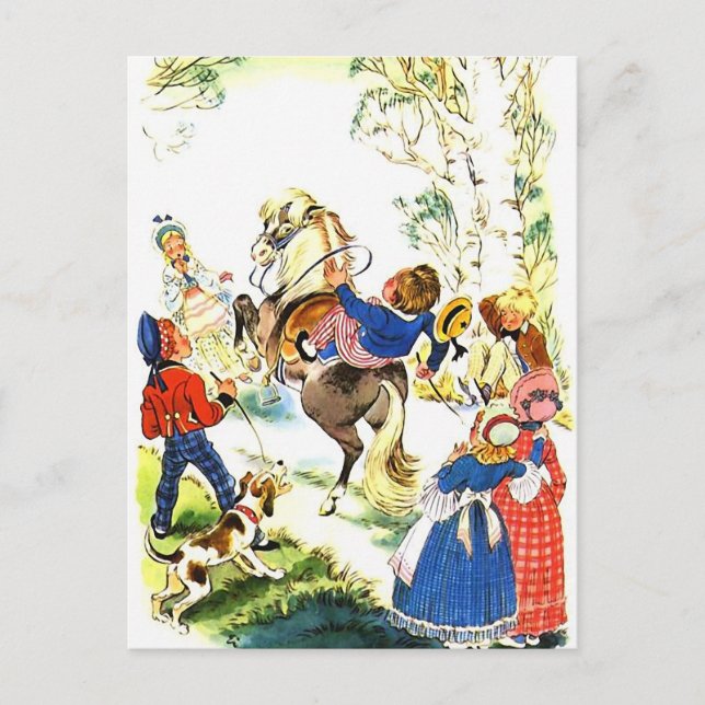 Vintage Horseback-riderillustration Vykort (Framsida)