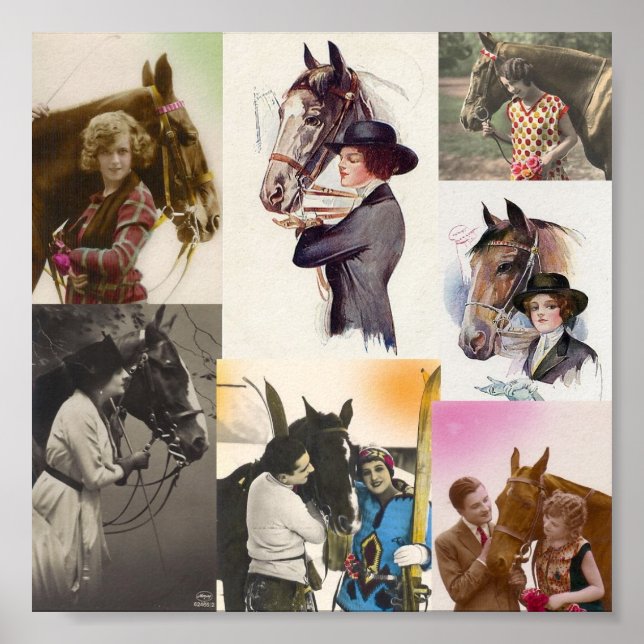 Vintage Horses Collage Poster (Framsidan)