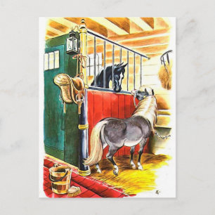 Vintage Horses Equestrian Vykort