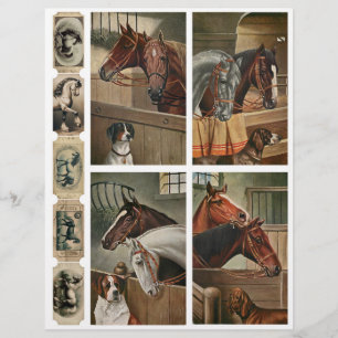 Vintage Horses & Hundar Ephemera Fussy Cuts