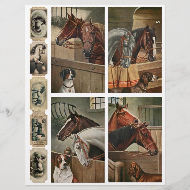 Vintage Horses & Hundar Ephemera Fussy Cuts (Framsida)