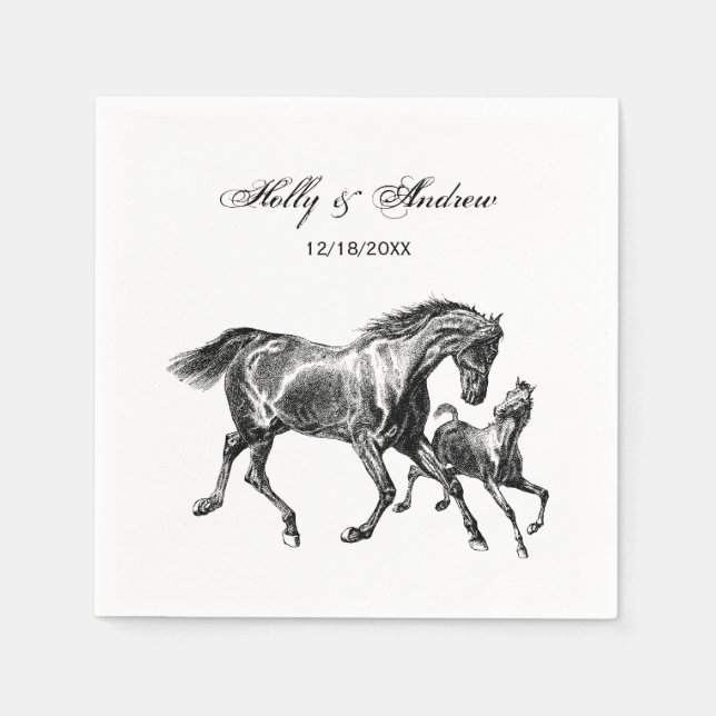 Vintage Horses Mor Baby Foal Pappersservett (Framsidan)