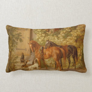 Vintage Horses vid Porch Albrecht Adam Lumbarkudde