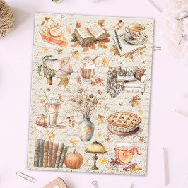 Vintage Höst Höst Väsentlig Bok Mat Estetik Vykort