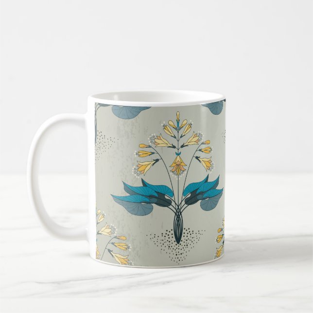 Vintage hosta, blommigt modern mönster. kaffemugg (Vänster)