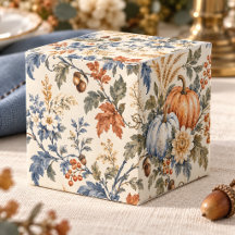 Vintage höstblomma blå kräm papper placemat