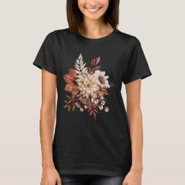 Vintage höstblomma blad t shirt