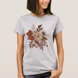 Vintage höstblomma blad t-shirt