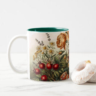 Vintage höstblommig konstuppsättning, höstbotanik Två-Tonad mugg
