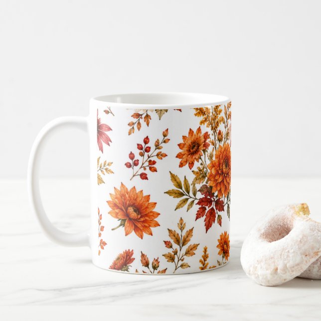 Vintage höstblommig mönster med solrosor kaffemugg (Med munk)