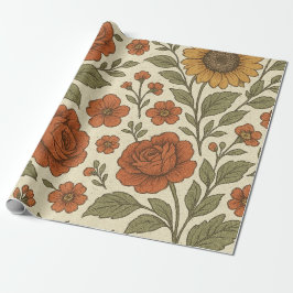 Vintage höstblommig mönster – Rustik botanik Presentpapper