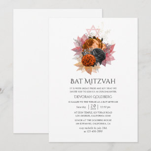Vintage HöstBlommigt Bouquet Bat mitzvah Inbjudningar