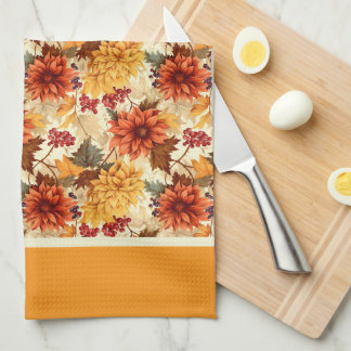 Vintage höstblommor kökshandduk