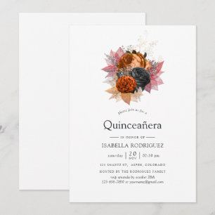 Vintage höstblomsterbukett Quinceañera Inbjudningar