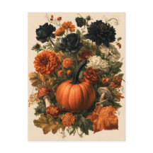 Vintage höstbotanisk illustration med pumpa