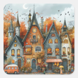 Vintage - höstbyte fyrkantigt klistermärke