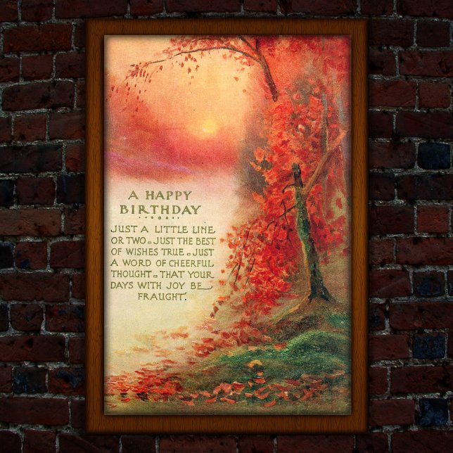 Vintage Hösten Sunset 1917 Birthday Poster (Skapare uppladdad)