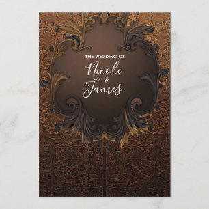 Vintage Hösthöstfällan Guld Löv Bröllop Inbjudningar