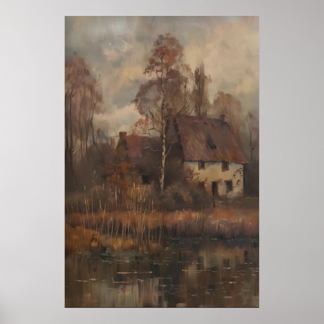 Vintage Höstlandskapsutskriftskonst, Lätt Melankol Poster (Framsidan)