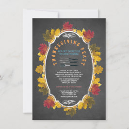 Vintage höstlövkritor Thanksgiving-fest Inbjudningar