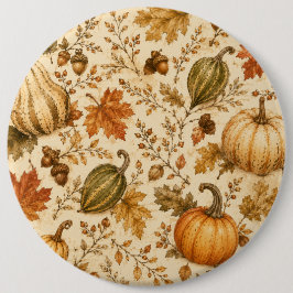 Vintage höstpumpa- och gourd-mönster knapp