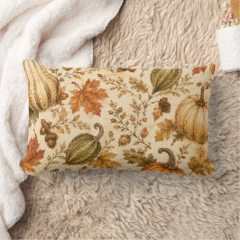 Vintage höstpumpa- och gourd-mönster lumbarkudde