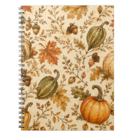 Vintage höstpumpa- och gourdsmönster anteckningsbok
