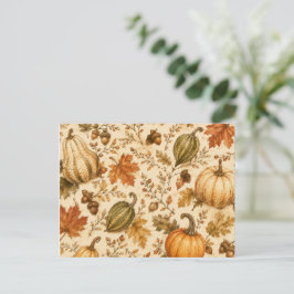 Vintage höstpumpa- och gourdsmönster vykort