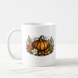 Vintage höstpumpa & skördeblad | Rustik F Kaffemugg