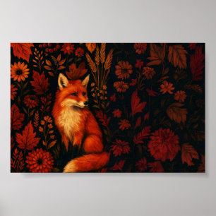 Vintage höstrev fox konstaffisch poster
