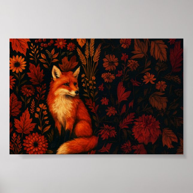 Vintage höstrev fox konstaffisch poster (Framsidan)